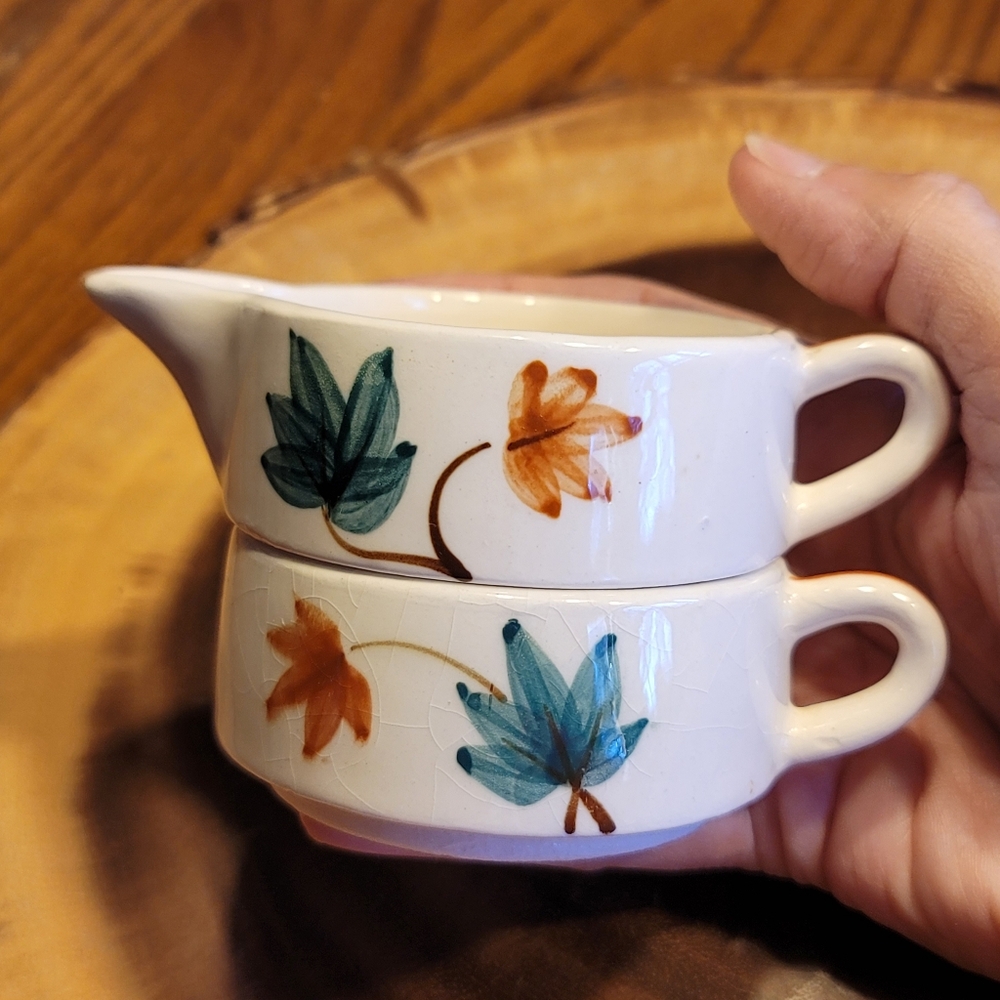 VTG Stacking Floral Ceramic Sugar And Creamer Set